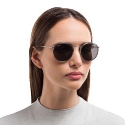 Ray-Ban Unisex Round Sunglasses in Silver – Model Photo 5