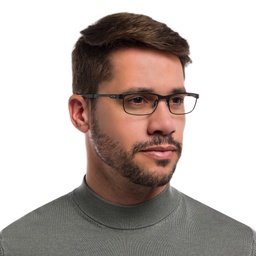 Oakley Steel Plate™ Rectangle Eyeglasses in Powder Coal – Model Photo 2