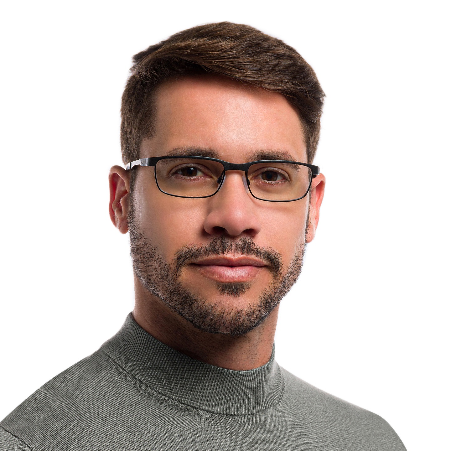 Oakley Steel Plate™ Rectangle Eyeglasses in Powder Coal – Model Photo 4