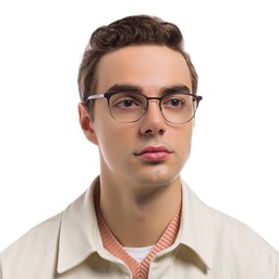 Emporio Armani Oval Eyeglasses in Matte Brown & Gunmetal – Model Photo 5