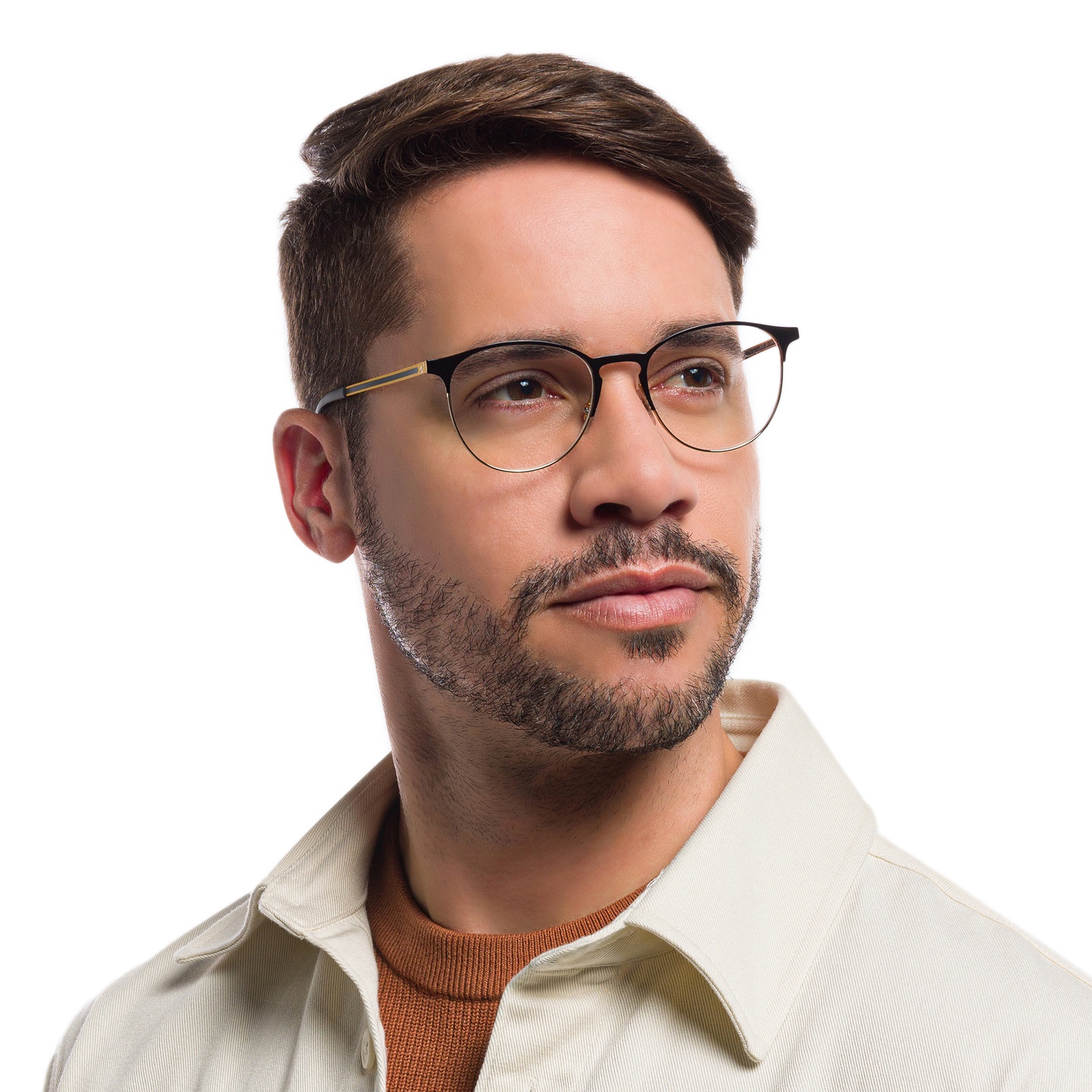 نظارة طبية بإطار بانتوس للجنسين من راي بان بلون أسود على ذهبي - صورة النموذج 5