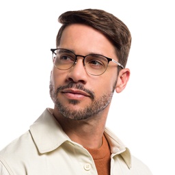 Ray-Ban Unisex Panthos Eyeglasses in Black On Gold – Model Photo 7