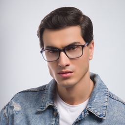 Prada Linea Rossa Wide Rectangle Eyeglasses in Blue – Model Photo 2