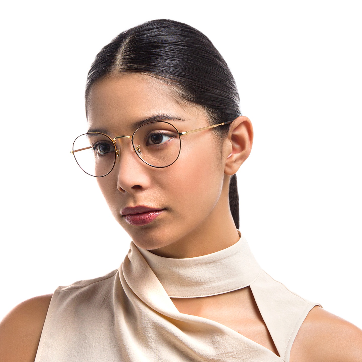 Ray-Ban David Unisex Panthos Eyeglasses in Havana On Gold – Model Photo 1