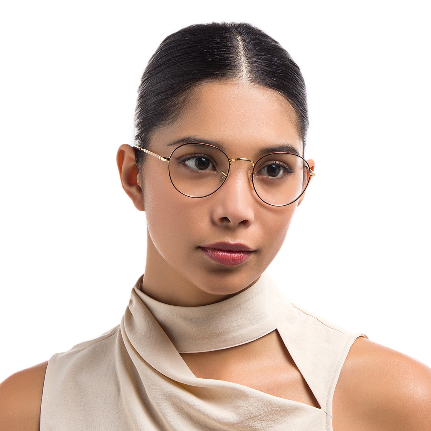 Ray-Ban David Unisex Panthos Eyeglasses in Havana On Gold – Model Photo 4