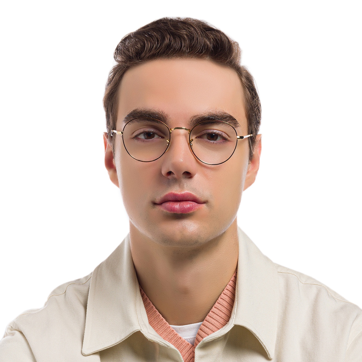 Ray-Ban David Unisex Panthos Eyeglasses in Havana On Gold – Model Photo 5