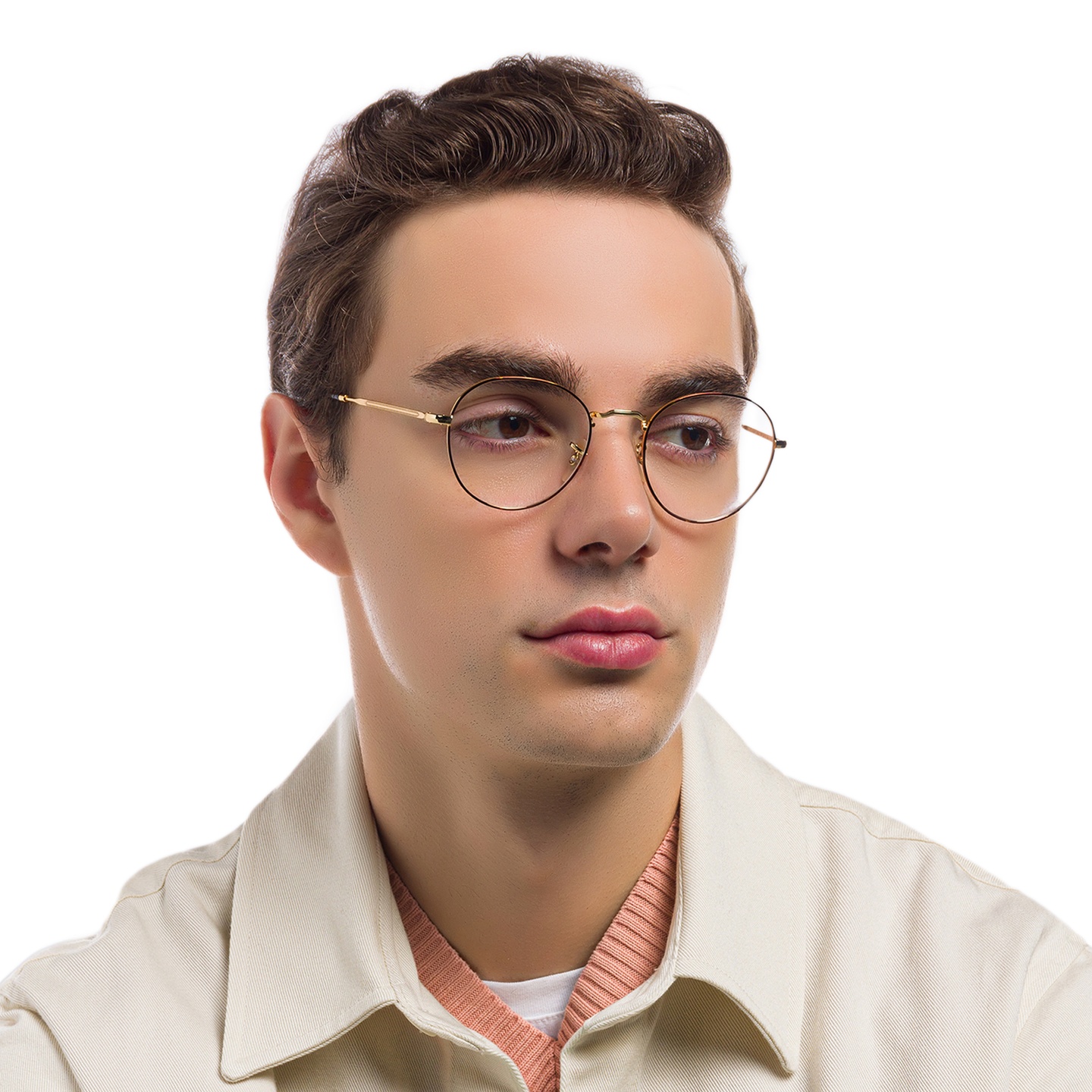 Ray-Ban David Unisex Panthos Eyeglasses in Havana On Gold – Model Photo 6