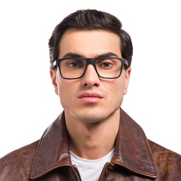 Emporio Armani Rectangle Eyeglasses in Matte Black – Model Photo 2