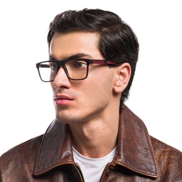 Emporio Armani Rectangle Eyeglasses in Matte Black – Model Photo 5