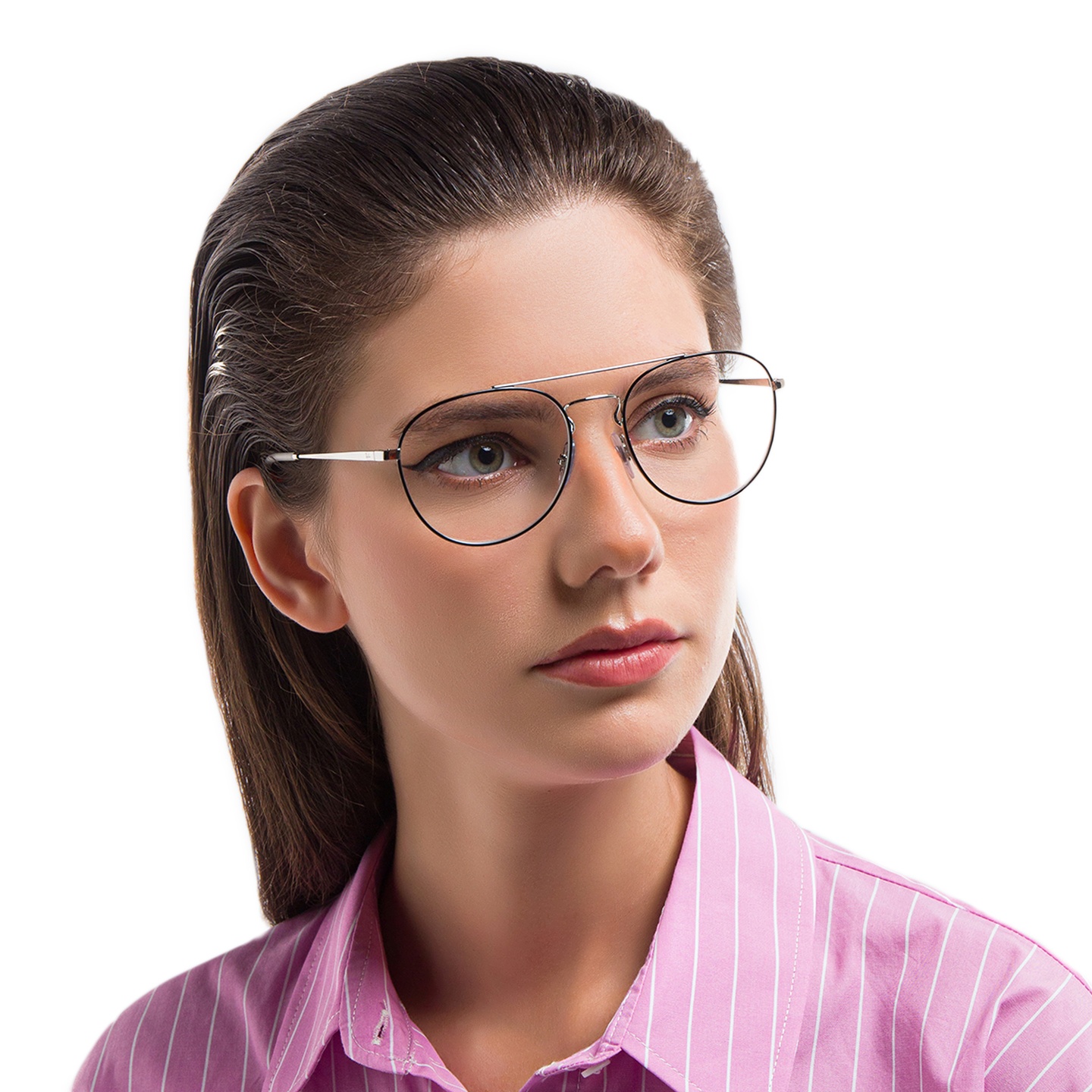 Ray-Ban Unisex Panthos Eyeglasses in Black On Silver – Model Photo 4