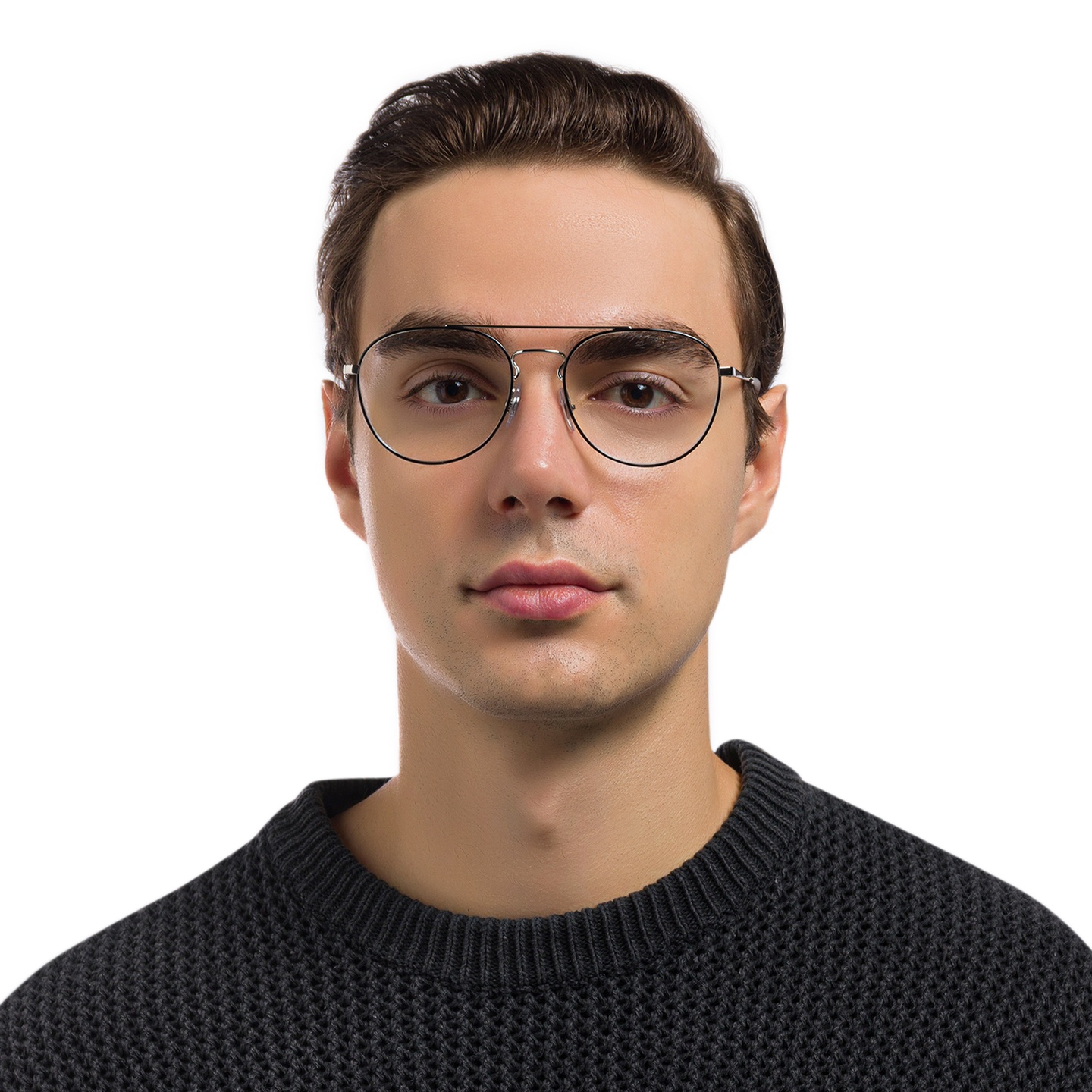 Ray-Ban Unisex Panthos Eyeglasses in Black On Silver – Model Photo 5