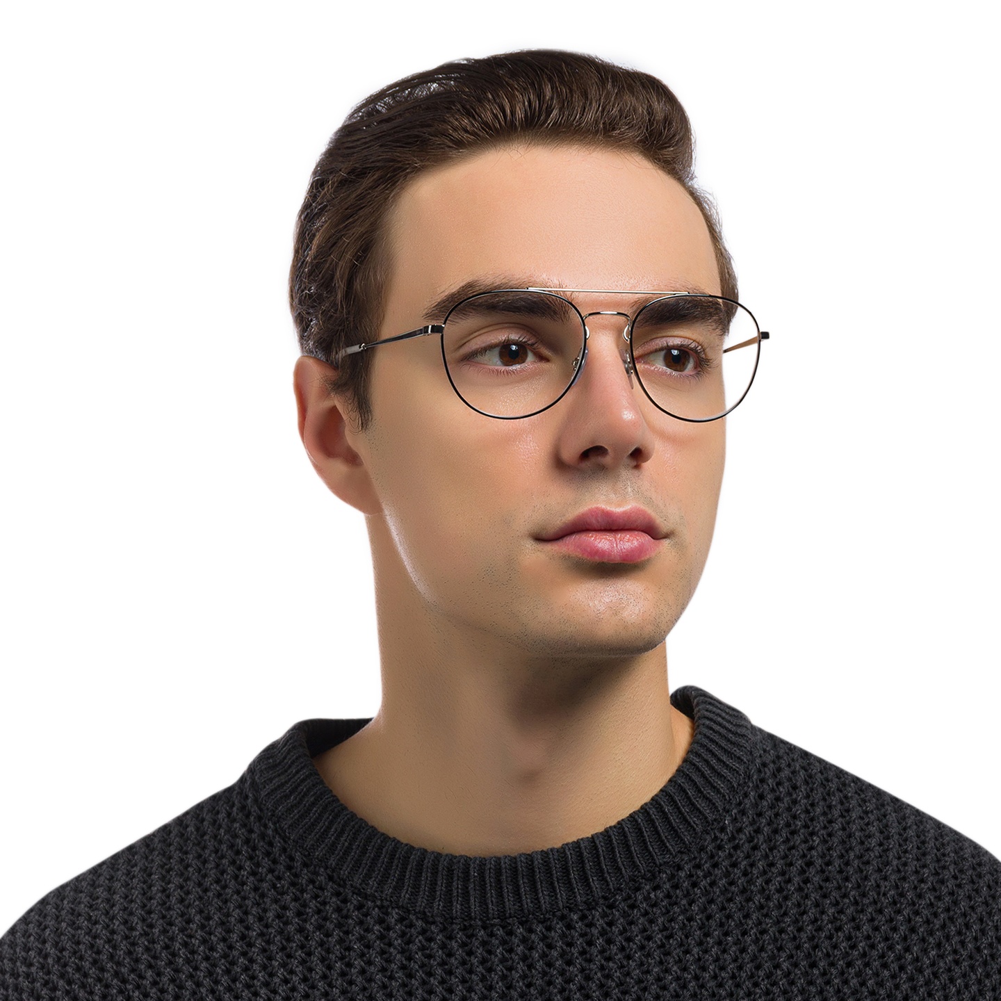 Ray-Ban Unisex Panthos Eyeglasses in Black On Silver – Model Photo 6