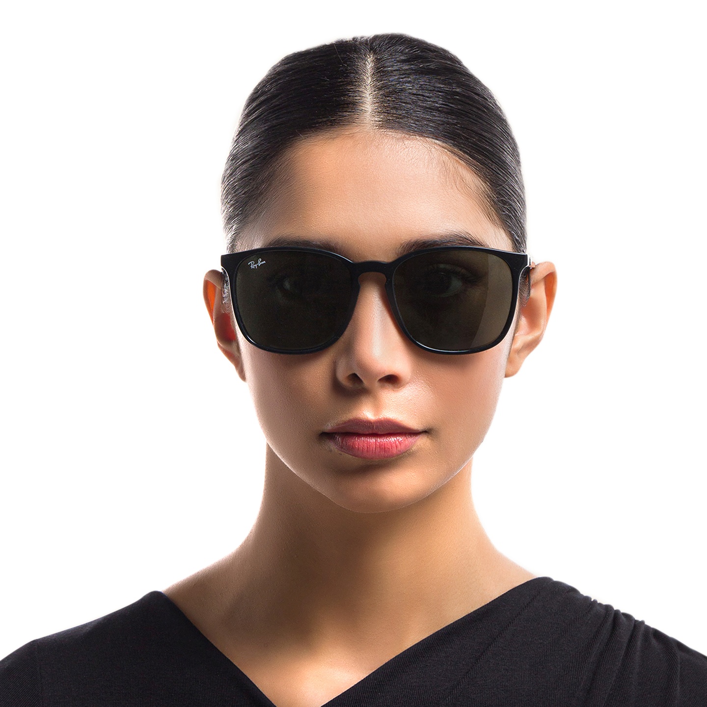 Ray-Ban Unisex Square Sunglasses in Black – Model Photo 1
