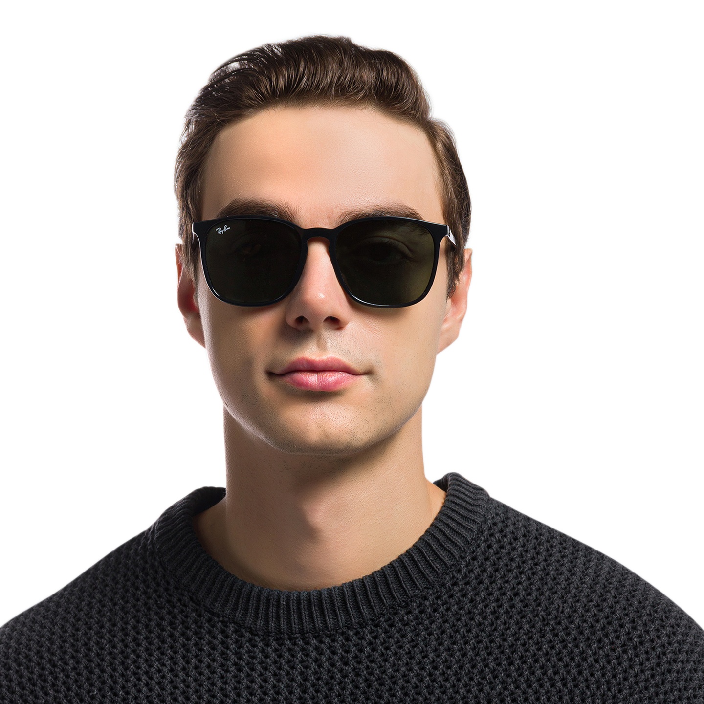 Ray-Ban Unisex Square Sunglasses in Black – Model Photo 5