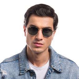 Ray-Ban Hexagonal Unisex Sunglasses in Gold – Model Photo 6