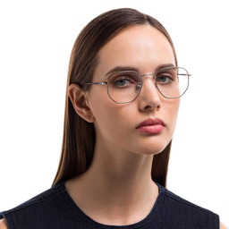 Ray-Ban Unisex Hexagonal Irregular Eyeglasses in Silver – Model Photo 2