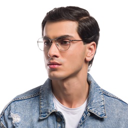 Ray-Ban Unisex Hexagonal Irregular Eyeglasses in Silver – Model Photo 6