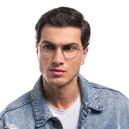 Ray-Ban Unisex Hexagonal Irregular Eyeglasses in Silver – Model Photo 7