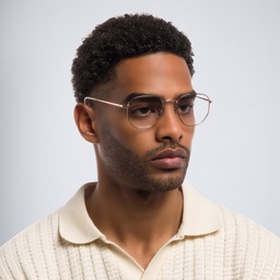 Ray-Ban Unisex Hexagonal Irregular Eyeglasses in Rose Gold – Model Photo 6