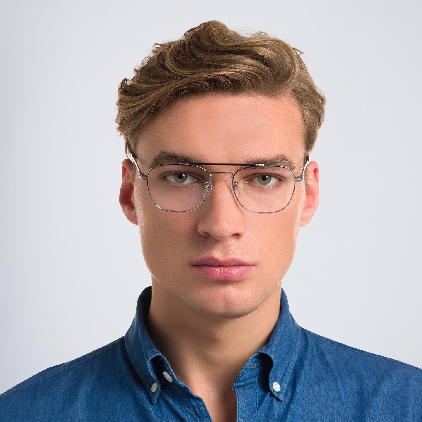 Shop DAVID BECKHAM Square Eyeglasses in Ruthenium online.