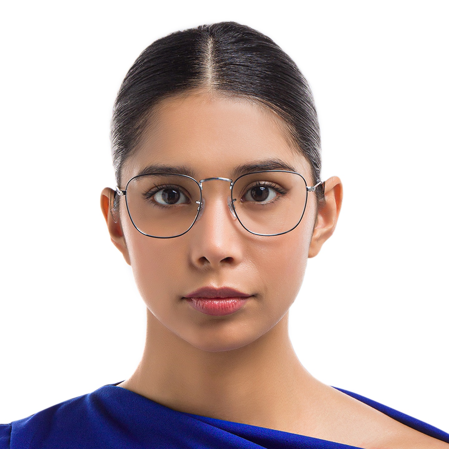 Ray-Ban Frank Unisex Square Eyeglasses in Gunmetal – Model Photo 1