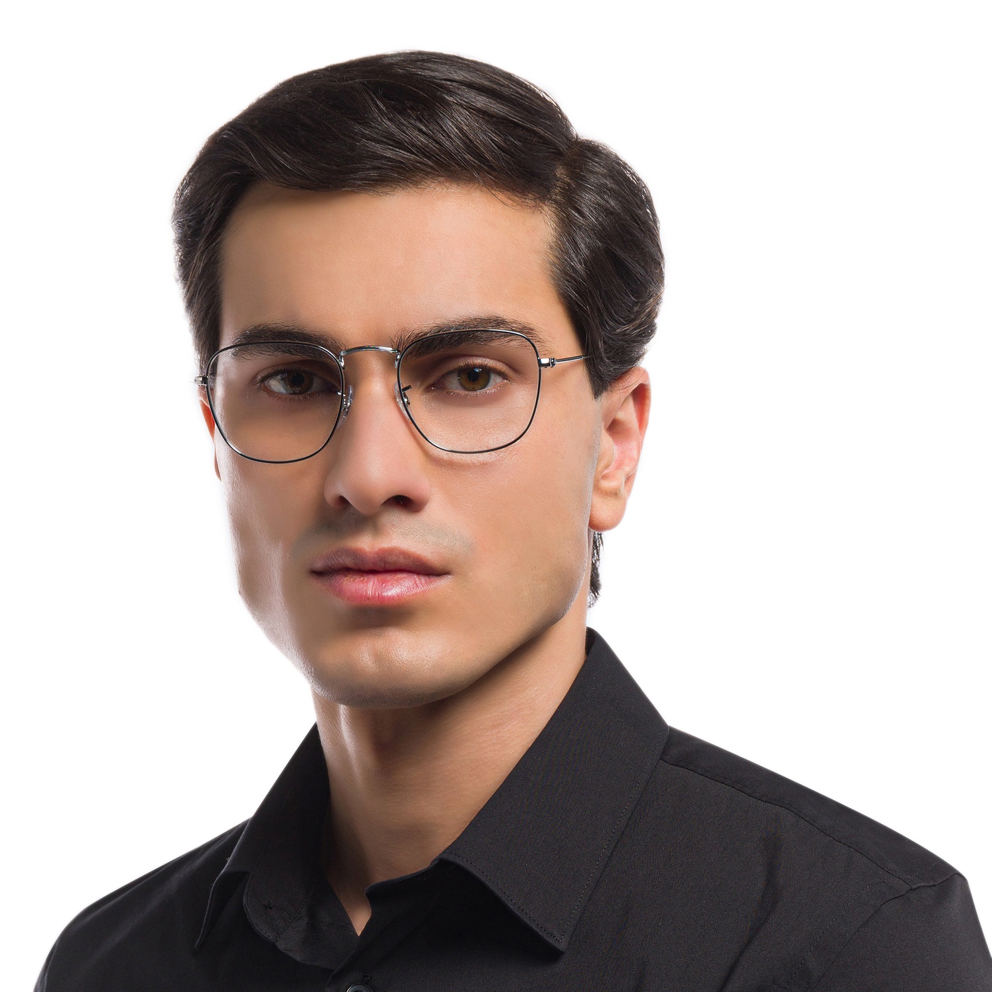 Ray-Ban Frank Unisex Square Eyeglasses in Gunmetal – Model Photo 6