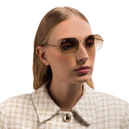 Ray-Ban Irregular Sunglasses in Gold – Model Photo 5