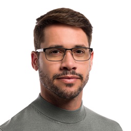 Emporio Armani Rectangle Eyeglasses in Matte Black – Model Photo 5