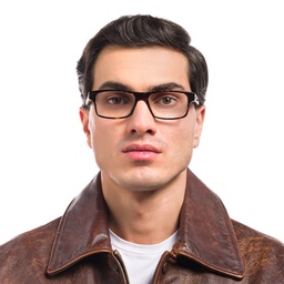 EYE'M Rectangle Eyeglasses in Havana – Model Photo 2