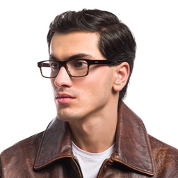 EYE'M Rectangle Eyeglasses in Havana – Model Photo 5