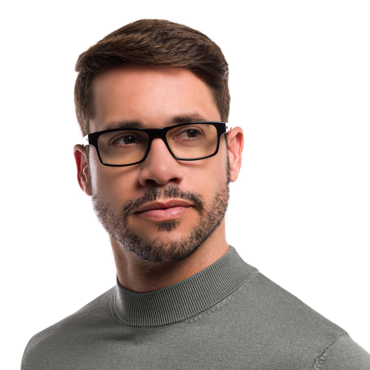 EYE'M Rectangle Eyeglasses in Black – Model Photo 1
