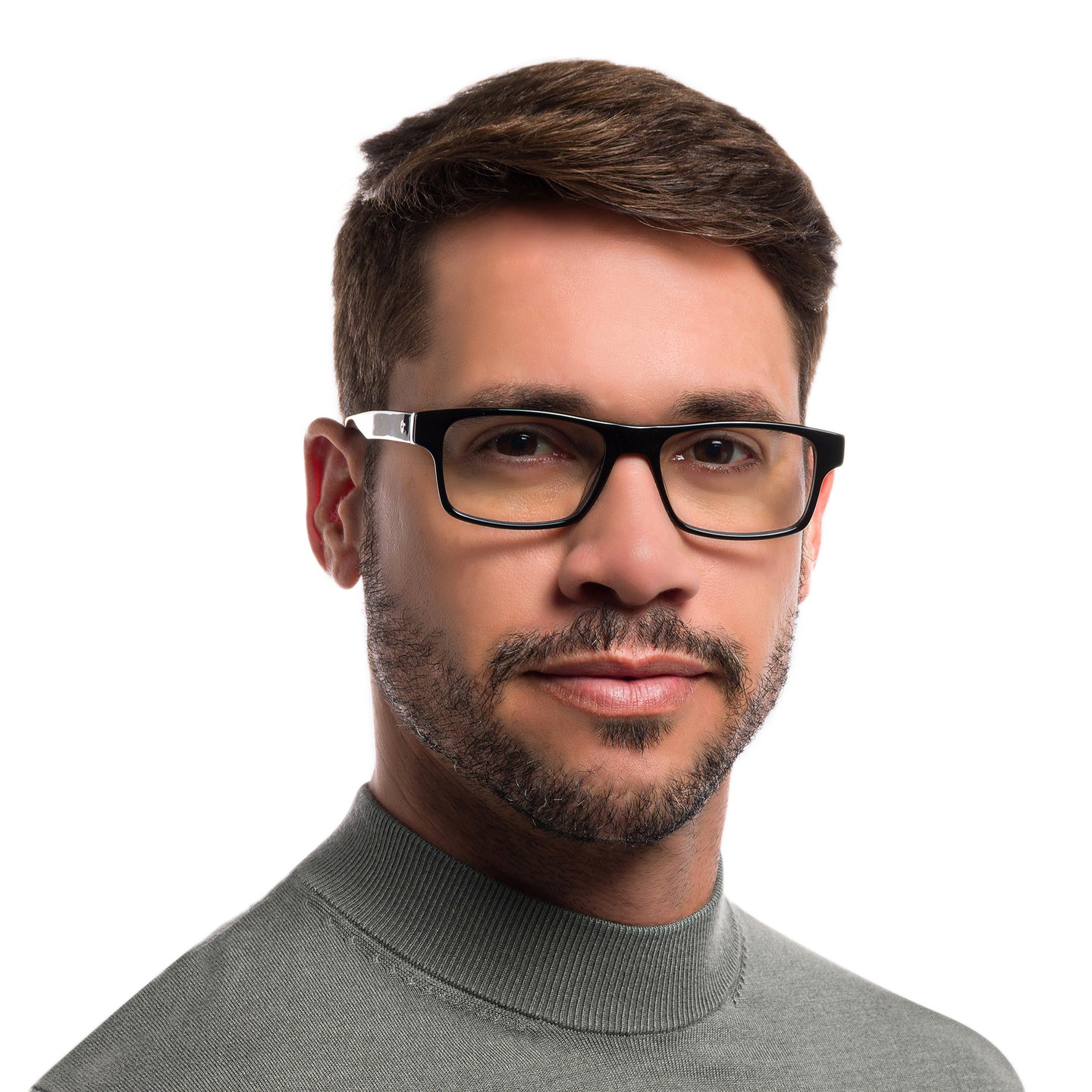 EYE'M Rectangle Eyeglasses in Black – Model Photo 4