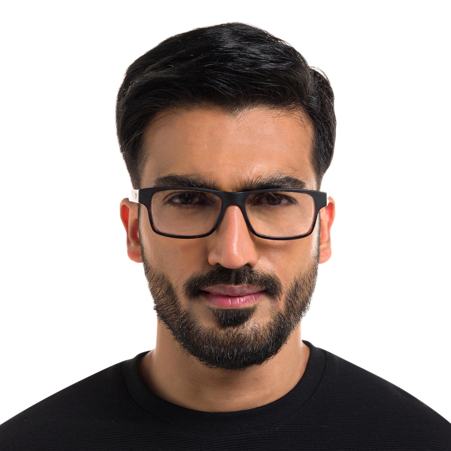 EYE'M Rectangle Eyeglasses in Dark Havana – Model Photo 4