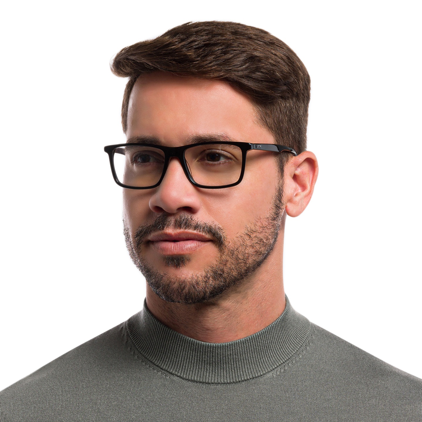 EYE'M Rectangle Eyeglasses in Black – Model Photo 1