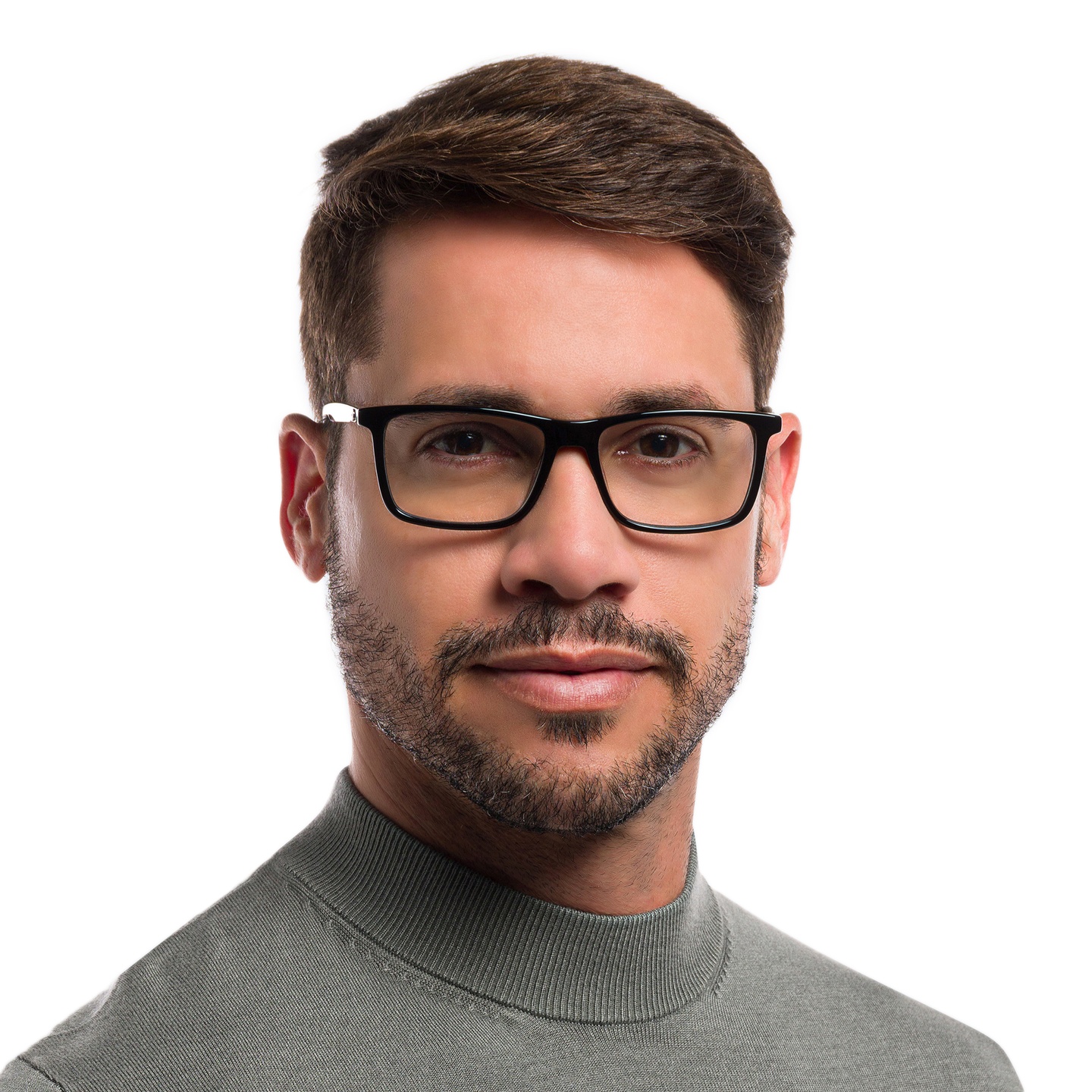 EYE'M Rectangle Eyeglasses in Black – Model Photo 4
