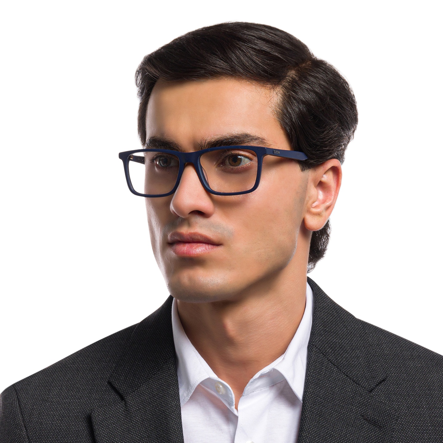 EYE'M Ferrari Unisex Rectangle Eyeglasses in Blue – Model Photo 1