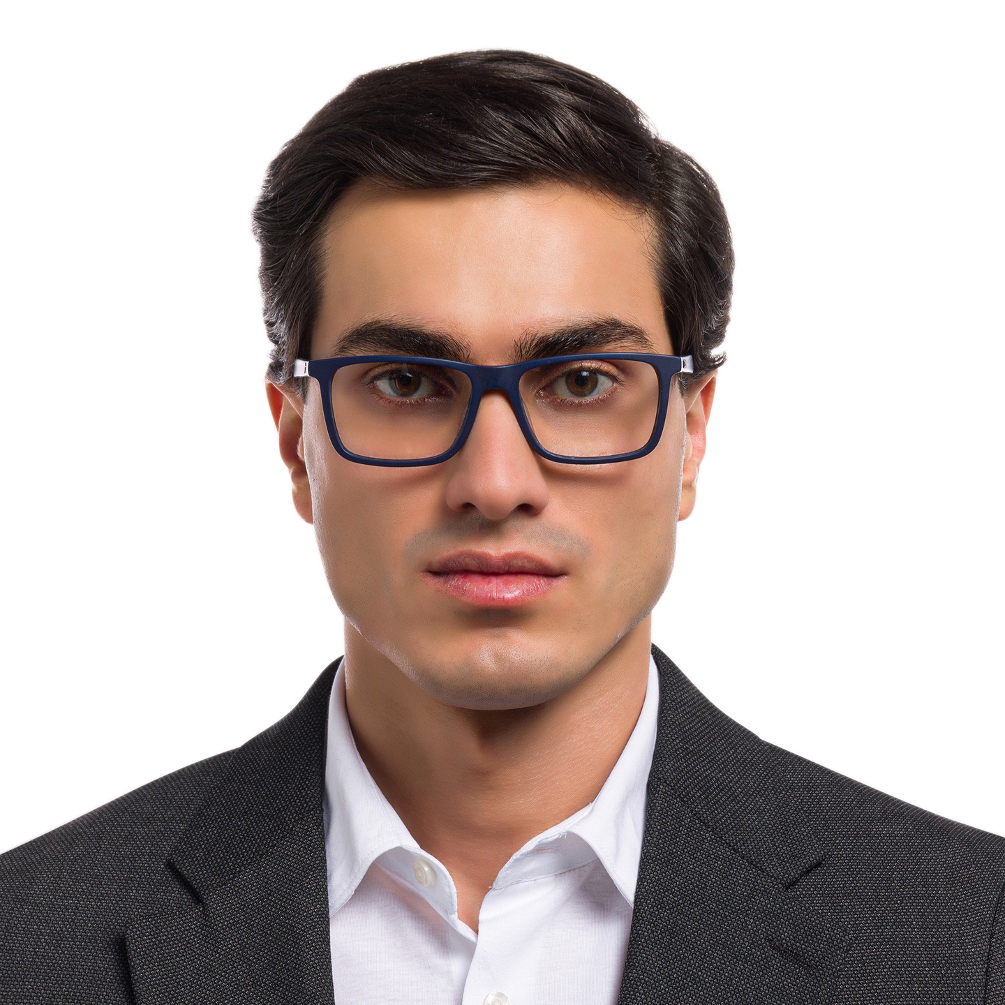 EYE'M Ferrari Unisex Rectangle Eyeglasses in Blue – Model Photo 4