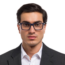 EYE'M Ferrari Unisex Rectangle Eyeglasses in Blue – Model Photo 5
