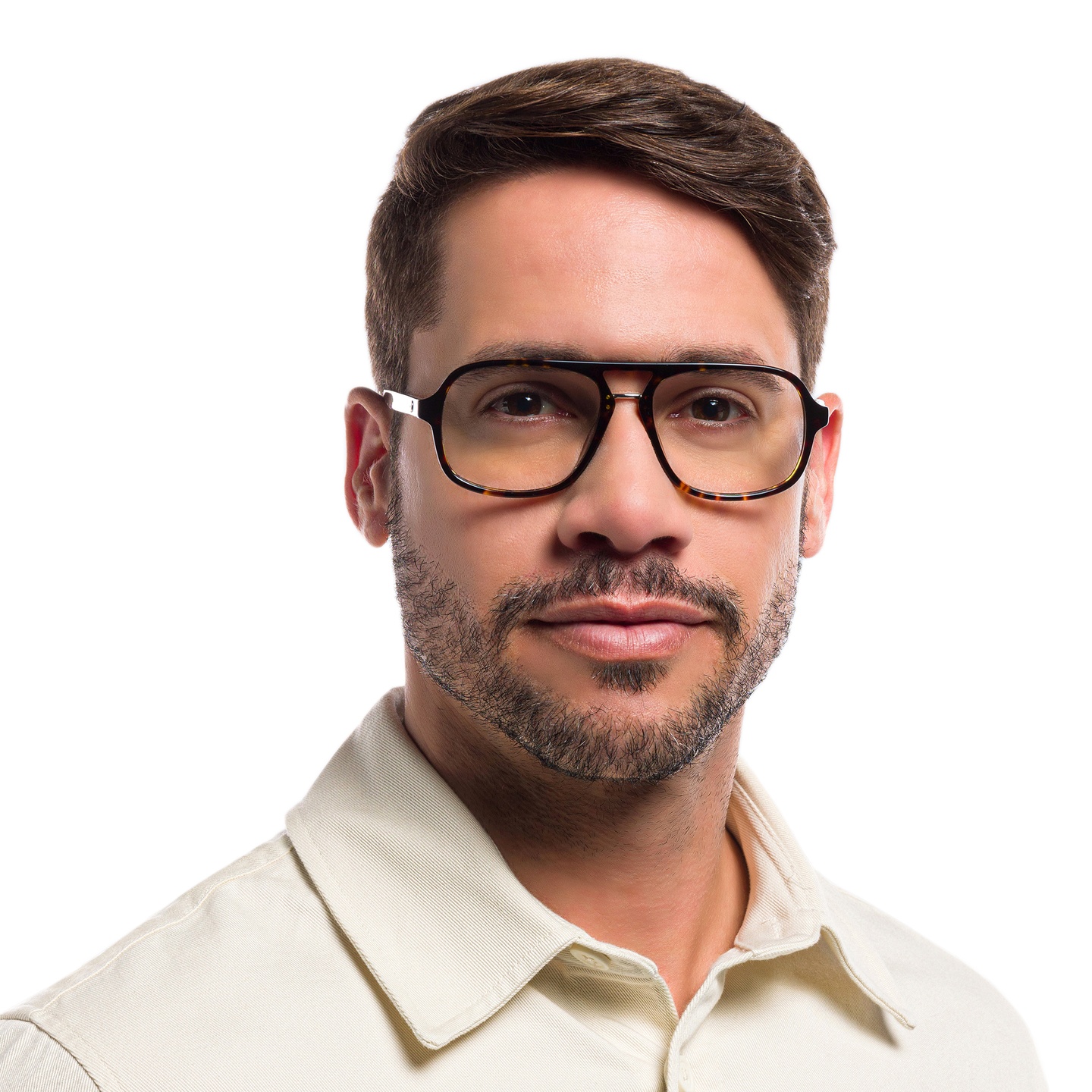 EYE'M Aviator Eyeglasses in Havana – Model Photo 4