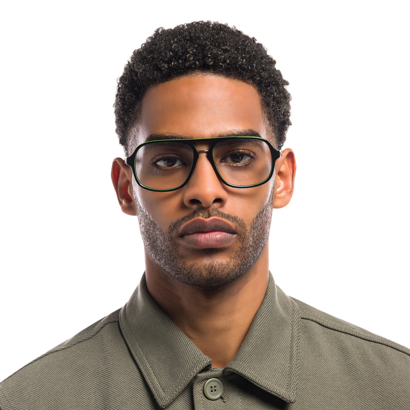 EYE'M Aviator Eyeglasses in Black – Model Photo 1