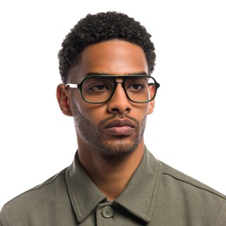 EYE'M Aviator Eyeglasses in Black – Model Photo 5