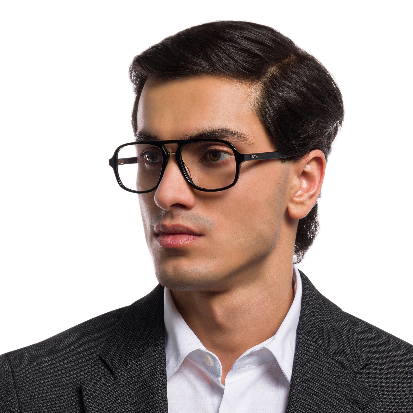 Shop EYE'M Aviator Eyeglasses in Black Gold online.