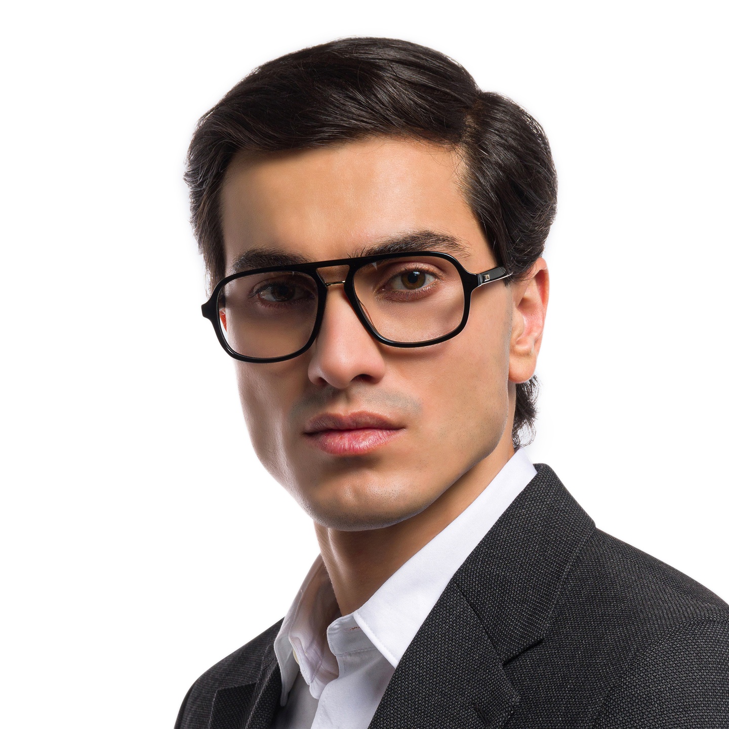 Shop EYE'M Aviator Eyeglasses in Black Gold online.