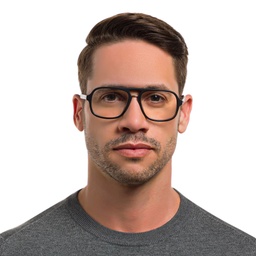 EYE'M Aviator Eyeglasses in Black & Silver – Model Photo 2