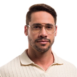 EYE'M Wide Aviator Eyeglasses in Gold – Model Photo 2