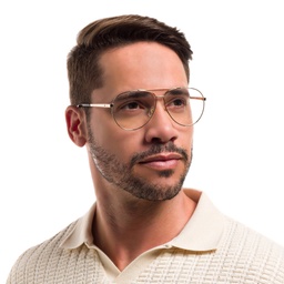 EYE'M Wide Aviator Eyeglasses in Gold – Model Photo 5