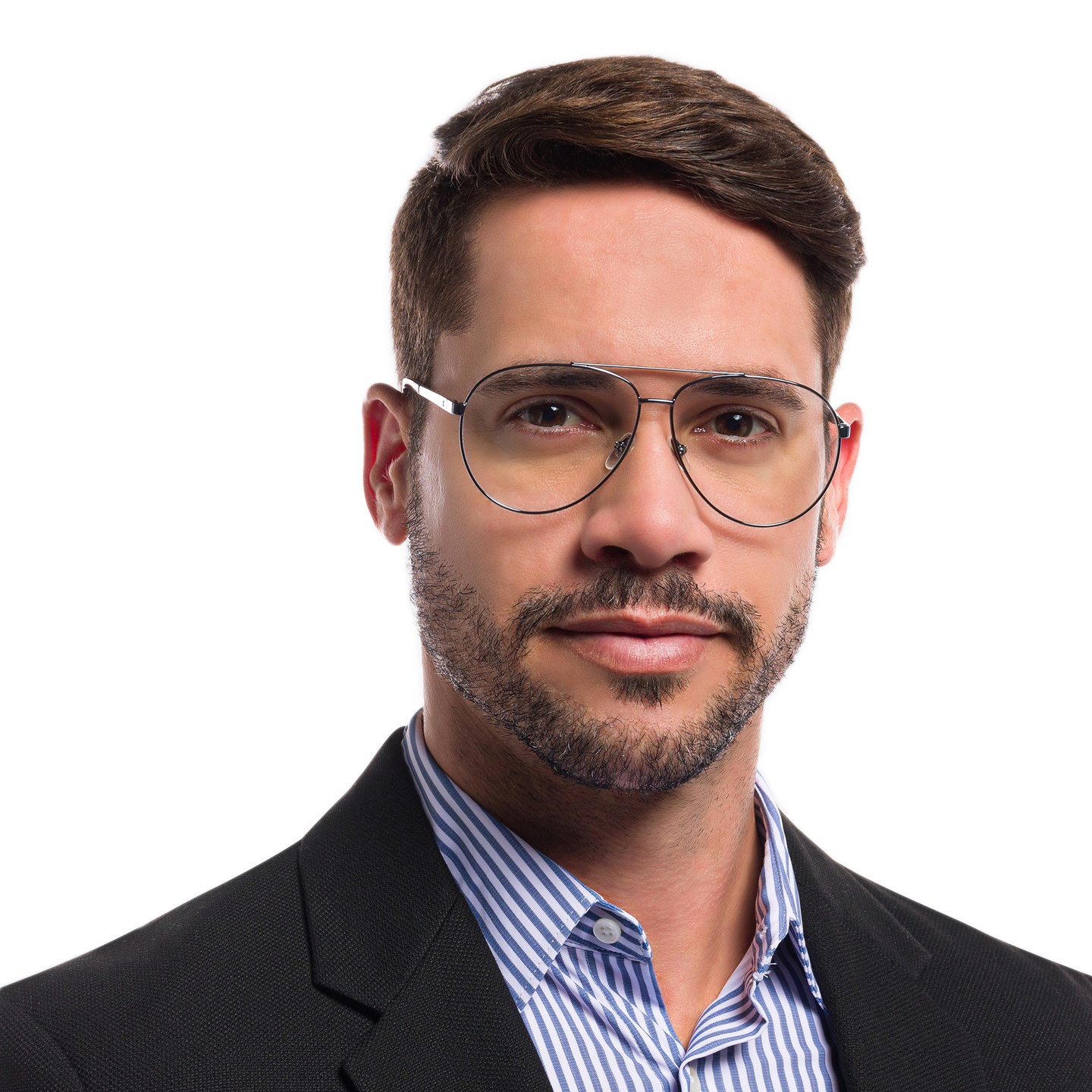 EYE'M Wide Aviator Eyeglasses in Gunmetal – Model Photo 4