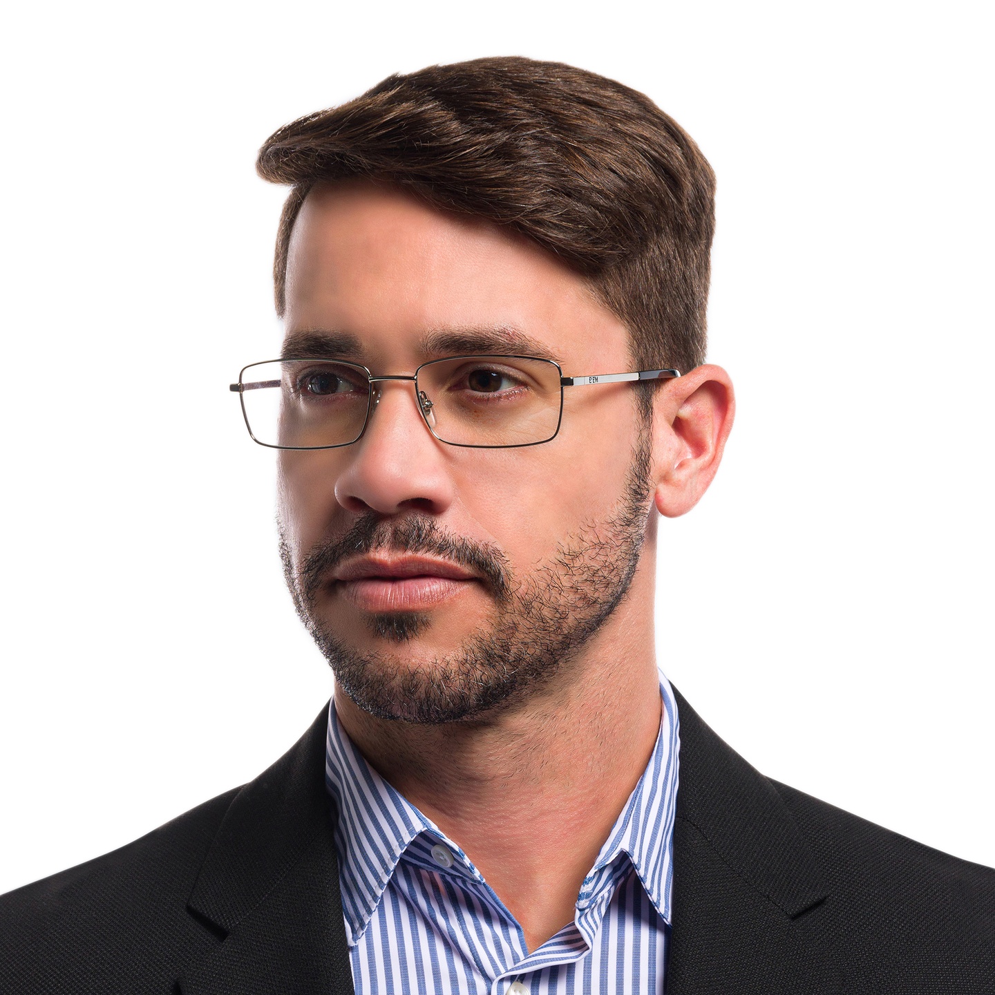 Shop EYE'M Wide Rectangle Eyeglasses in Silver online.