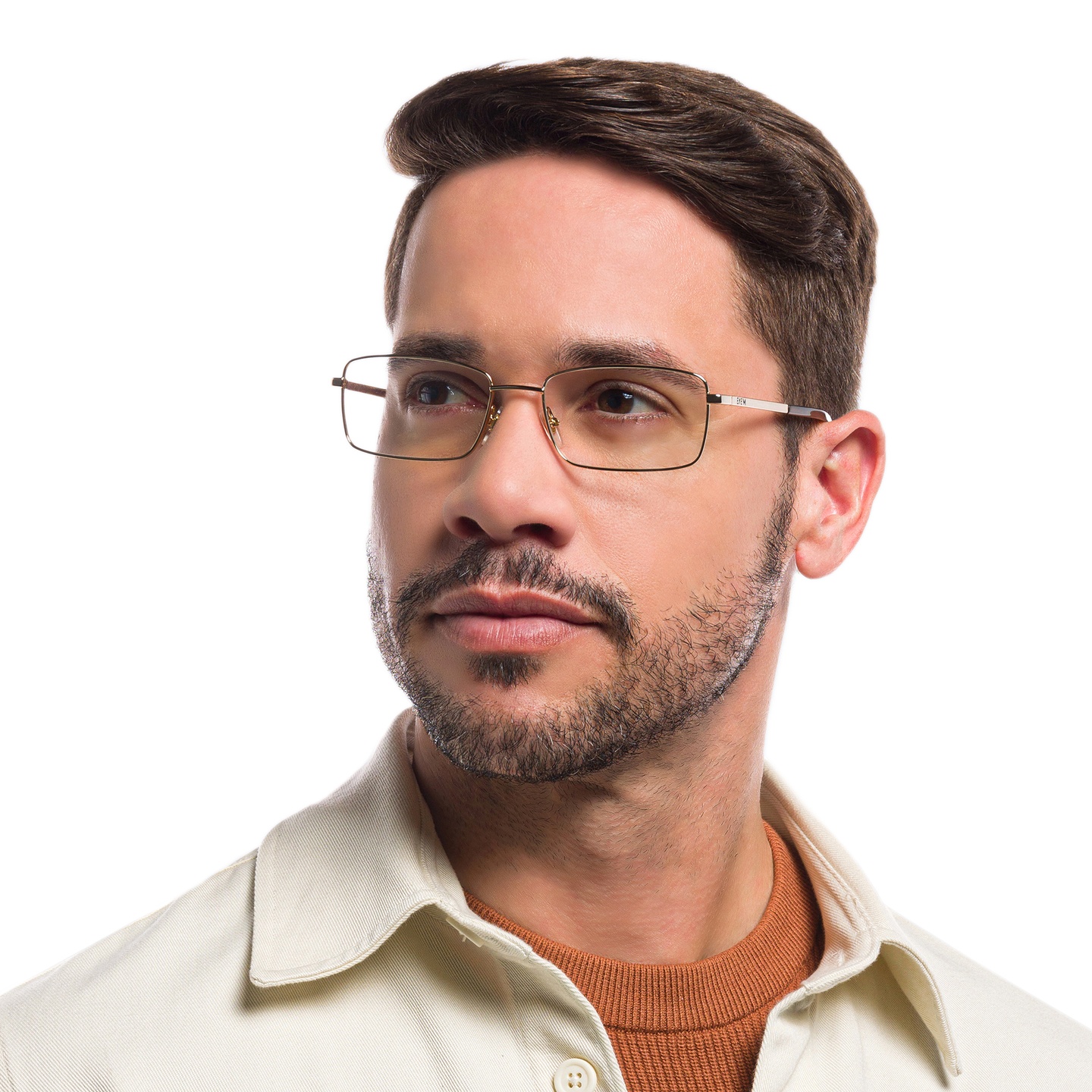 Shop EYE'M Wide Rectangle Eyeglasses in Gold online.