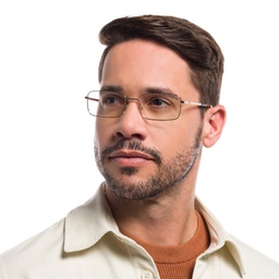 Shop EYE'M Wide Rectangle Eyeglasses in Gold online.